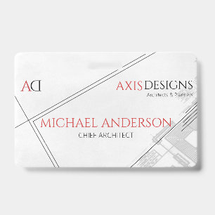 Architect Employee Name Badge with Blueprint