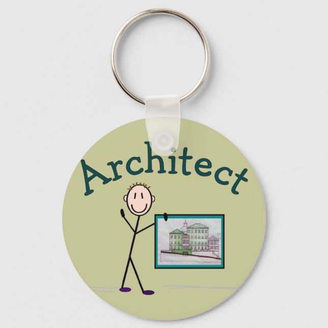 Architect Gifts--Stick Person Design Keychain (Front)