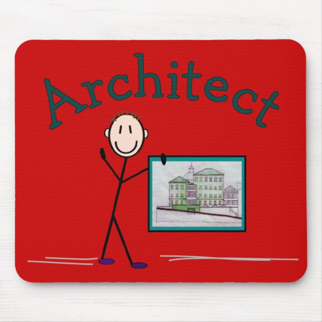 Architect Gifts--Stick Person Design Mouse Pad (Front)