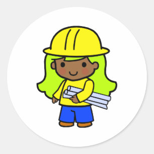 Architect Girl 1 Classic Round Sticker