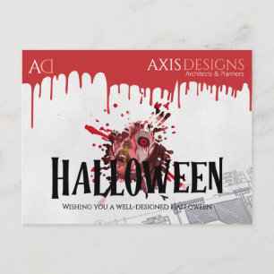 Architect Halloween Zombie & Blood Greetings Holiday Postcard