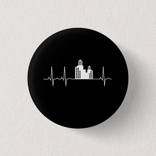 Architect Heartbeat Houses 1 Inch Round Button (Front)