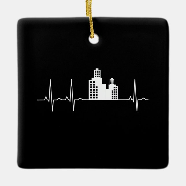 Architect Heartbeat Houses Architect Gift Ceramic Ornament (Front)