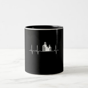 Architect Heartbeat Houses Architect Gift Two-Tone Coffee Mug