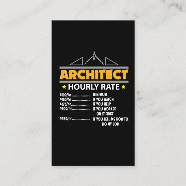 Architect Hourly Rate Funny Handyman Dad Business Card (Front)