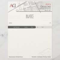Architect Invoice Template with Blueprint Design