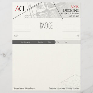 Architect Invoice Template with Blueprint Design Letterhead