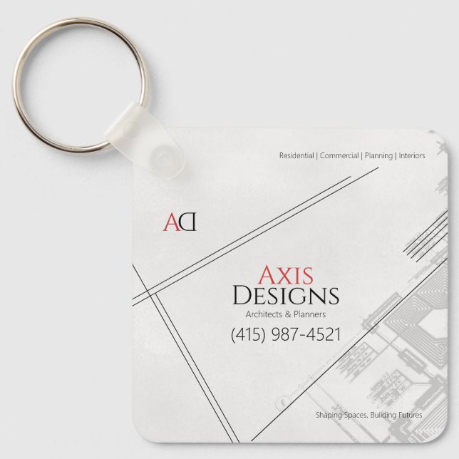 Architect Keychain | Blueprint Design (Front)