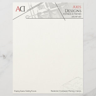 Architect Minimalist Blue Print White Letterhead