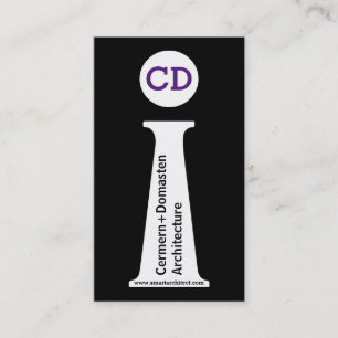 Architect modern black, white, purple monogram business card
