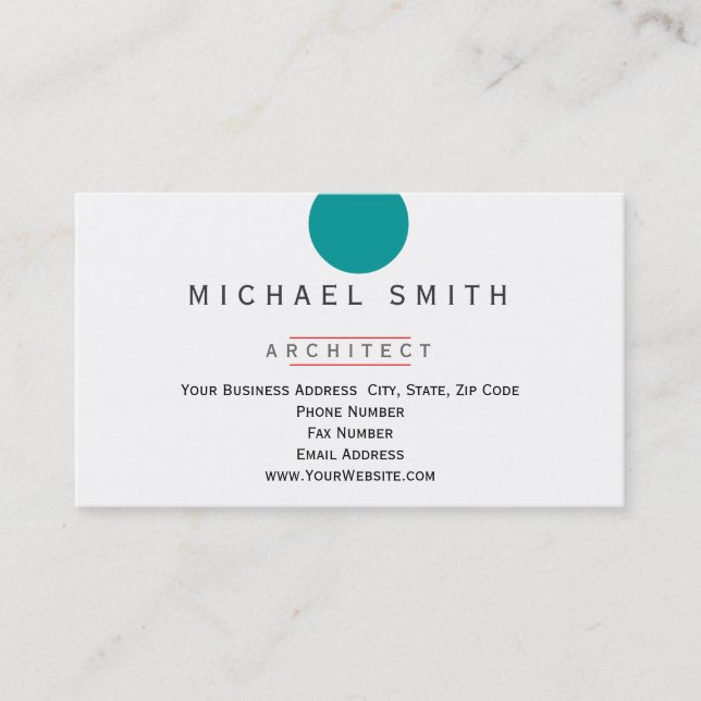 Architect Modern Simple Minimal Business Card (Front)