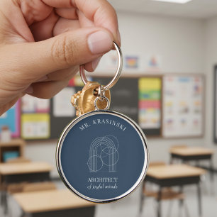 Architect of Joyful Minds Personalized Teacher Keychain
