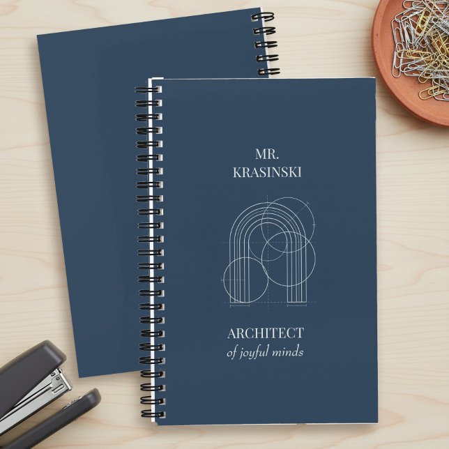 Architect of Joyful Minds Personalized Teacher Notebook (Personalized notebook, teacher appreciation gift by Darling & May)