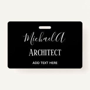 ARCHITECT Personalized Gifts Classic Black White Badge