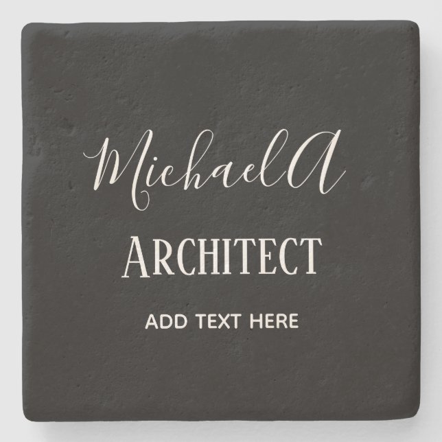 ARCHITECT Personalized Gifts Classic Black White Stone Coaster (Front)