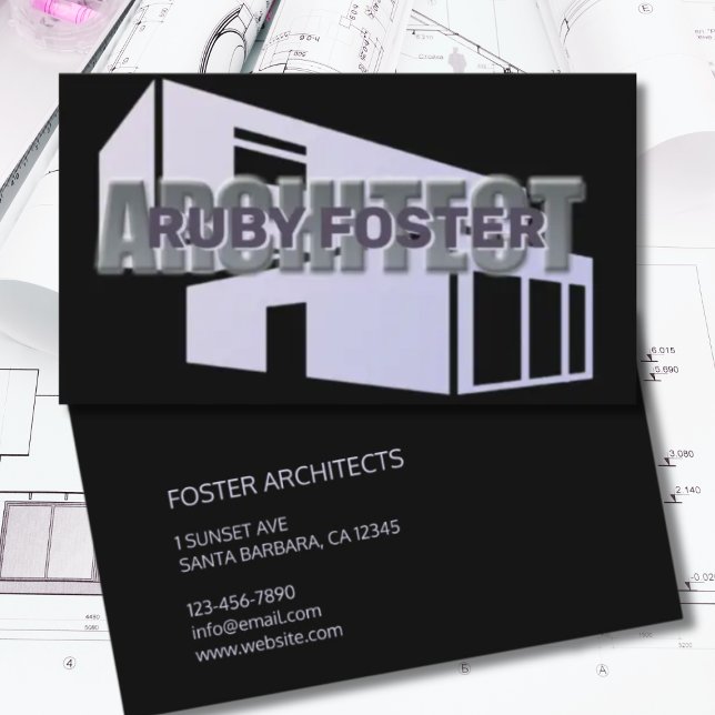 Architect Professional Elegant Black  Business Card (Creator Uploaded)