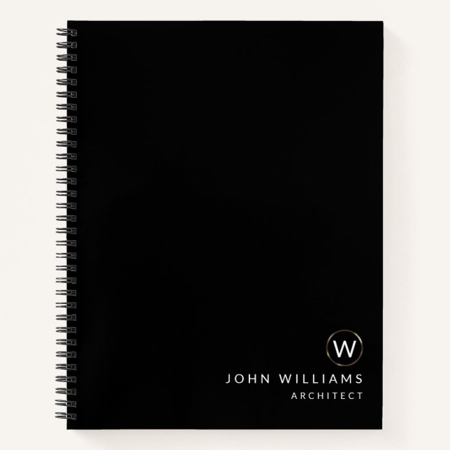Architect Professional Modern Minimalist Monogram Notebook (Front)