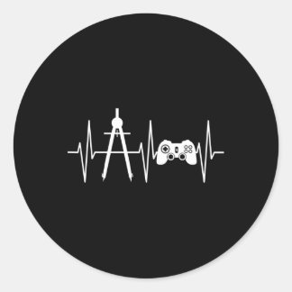 Architect Shirt Gamer Video Gaming Heartbeat Archi Classic Round Sticker