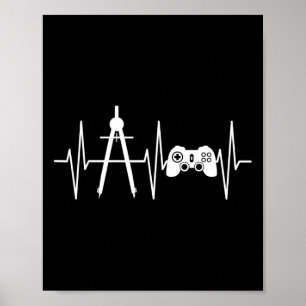 Architect Shirt Gamer Video Gaming Heartbeat Archi Poster