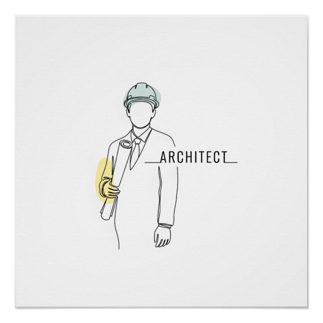 Architect simple one line art continuous poster (Front)