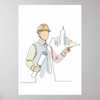 Architect simple one line art continuous
