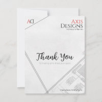 Architect Thank You Card with Blueprint Design