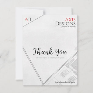 Architect Thank You Card with Blueprint Design