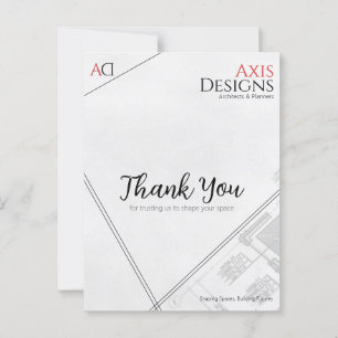 Architect Thank You Postcard with Blueprint Design