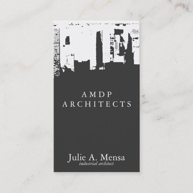 Architect Upside Downtown Skyline Creative Business Card (Front)