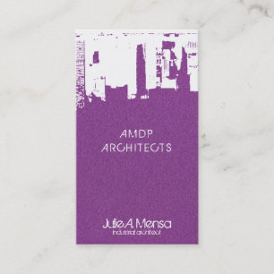 Architect Upside Downtown Skyline Metallic Grape Business Card