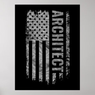 Architect USA Flag Distressed design Poster