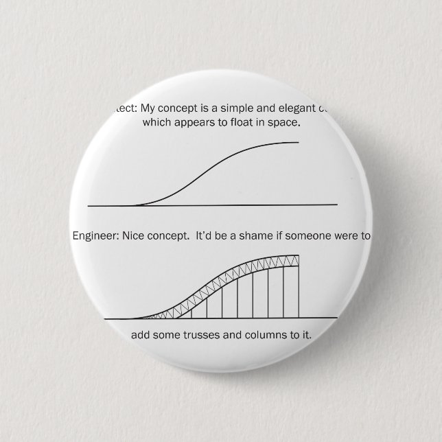 Architect vs Engineer 2 Inch Round Button (Front)