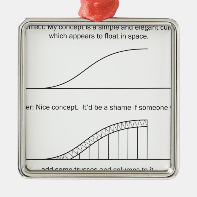 Architect vs Engineer Metal Ornament (Front)