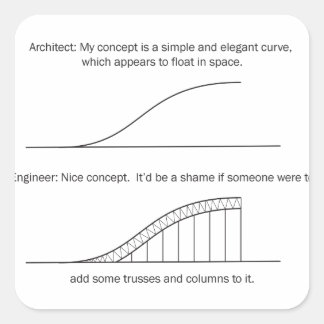 Architect vs Engineer Square Sticker