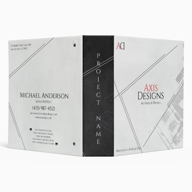 Architect White Outside Black Inside Blueprint Art Binder (Background)