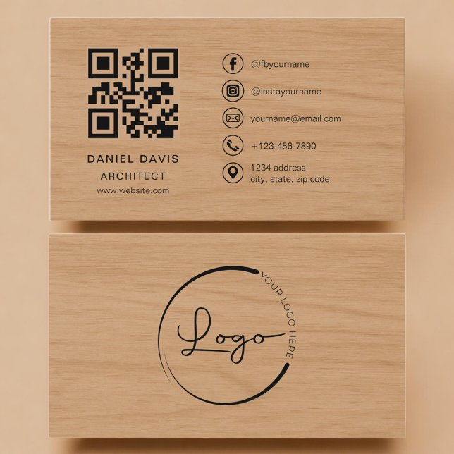 Architect Wood Professional QR Code Business Card (Creator Uploaded)