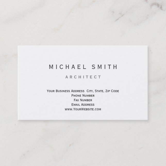 Architecte Moderne Simple Carte de visite minimal (Devant)