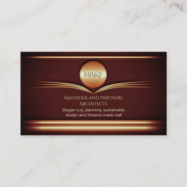 Architects - Art Deco Burnished Brass Business Card (Front)
