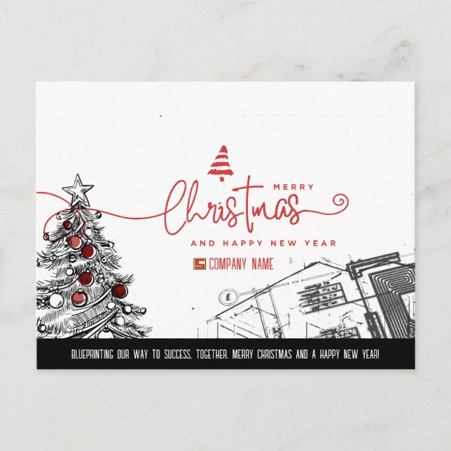 Architects & Construction Professionals Minimalist Holiday Postcard (Front)