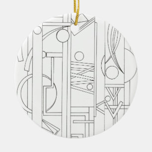 Architect's Dream-Black And White Ink Drawing Ceramic Ornament