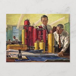 Architects Working in an Office, Vintage Business Postcard