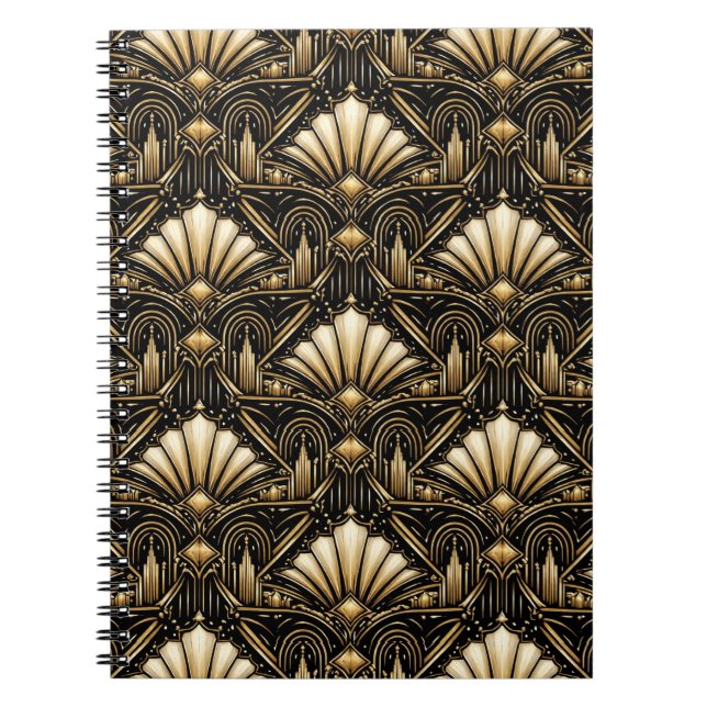 Architectural Art Deco | Classic Black Gold Notebook (Front)