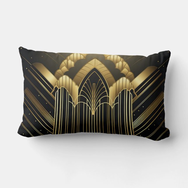 Architectural Art Deco Lumbar Pillow (Back)