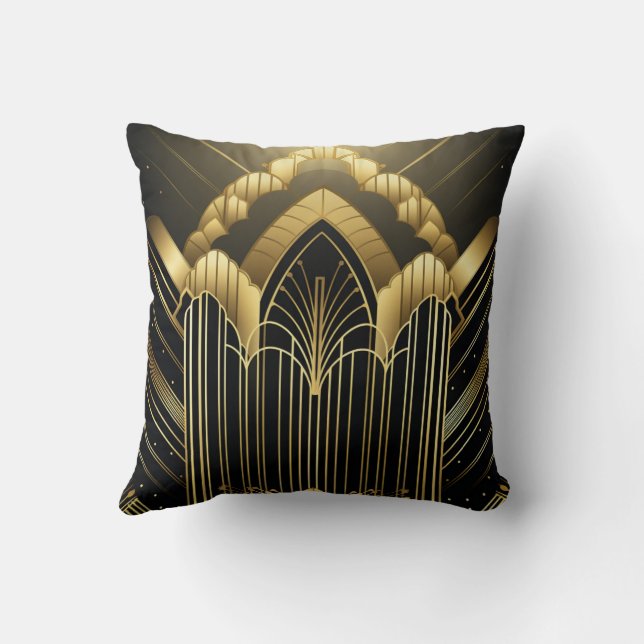 Architectural Art Deco Throw Pillow (Back)