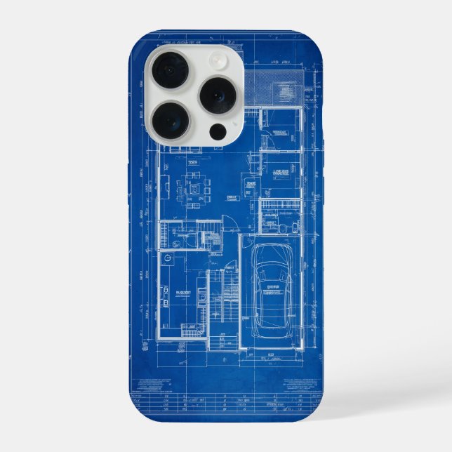 Architectural Blueprint House Floor Plan Design iPhone Case (Back)