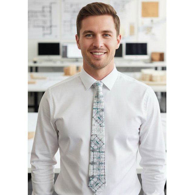 Architectural Blueprint Pattern Men's Neck Tie (Creator Uploaded)
