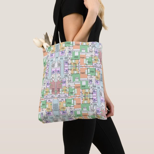 Architectural Blueprint Pattern Tote Bag (De près)