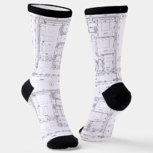 Architectural Blueprint Pattern Unisex Socks