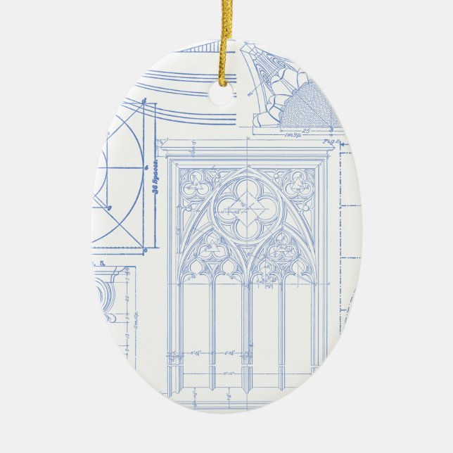 Architectural Blueprints Ceramic Ornament (Front)
