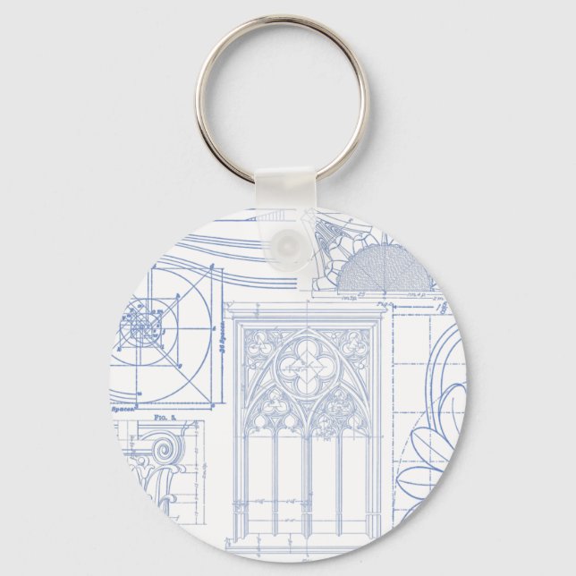 Architectural Blueprints Keychain (Front)